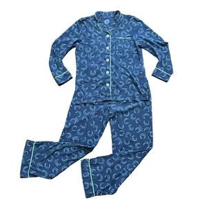 LIFE IS GOOD Darkest Blue Sleepy Moon Toss Pajama Pant Set  RARE to find  SZ S